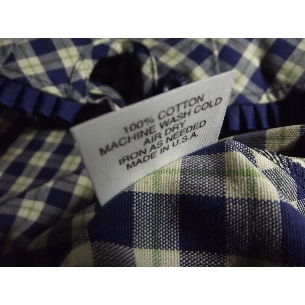Longaberger Navy and Cream Plaid Fabric Basket Liner